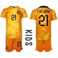 Nizozemska Frenkie de Jong #21 Domaci Dres za djecu SP 2022 Kratak Rukav (+ Kratke hlače)